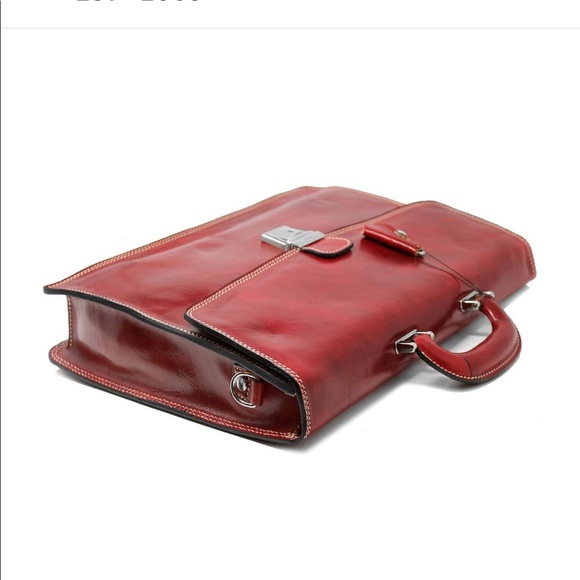 Floto | Milano Leather Briefcase in Tuscan Red - Picture 6 of 8